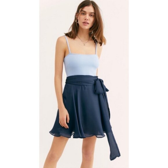 Free People x KAS New York Mini Skater Skirt in Marlin Flirty Girly Romantic - Picture 1 of 9